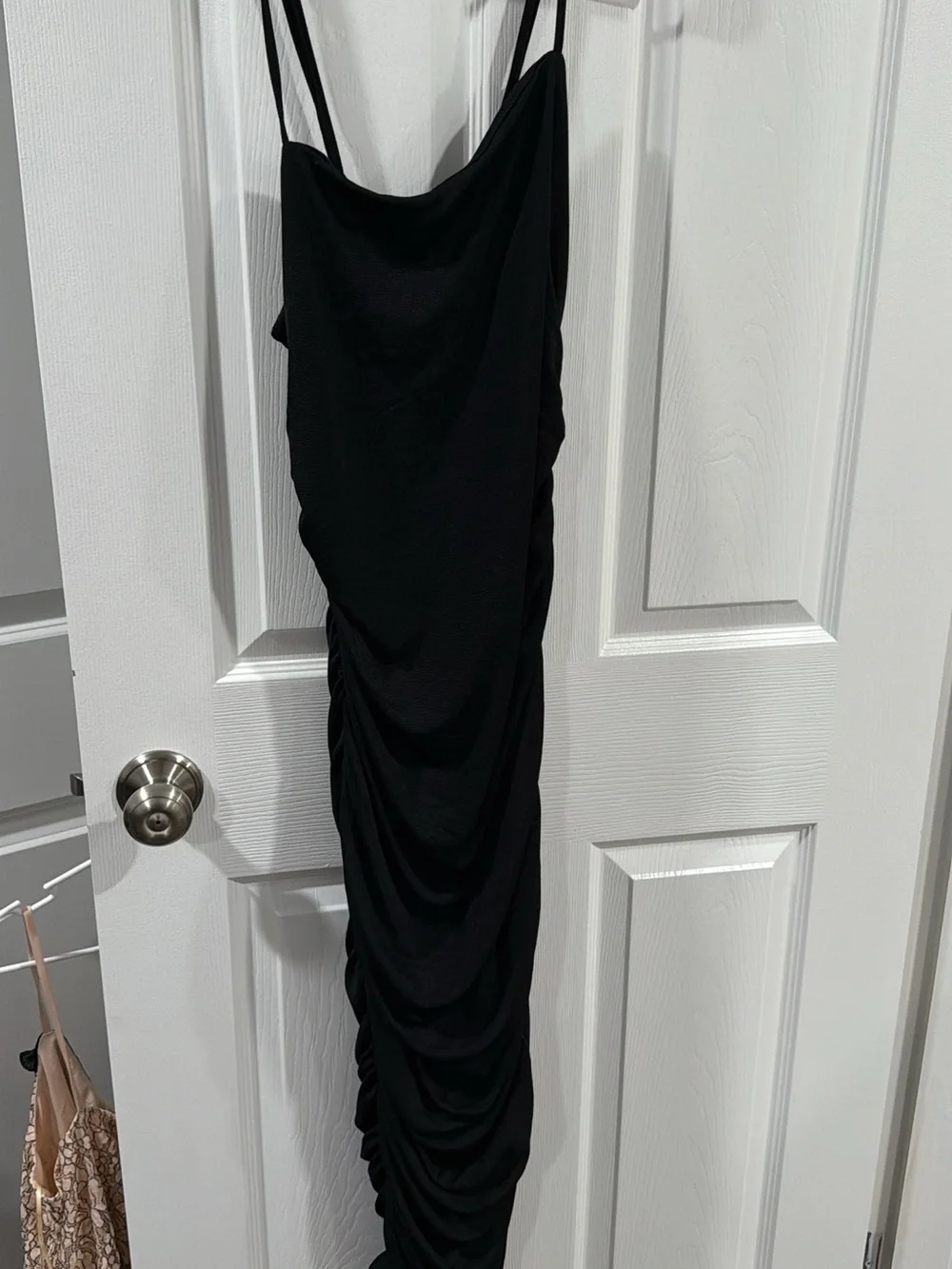 Black Ruched Slip Dress - Unbranded